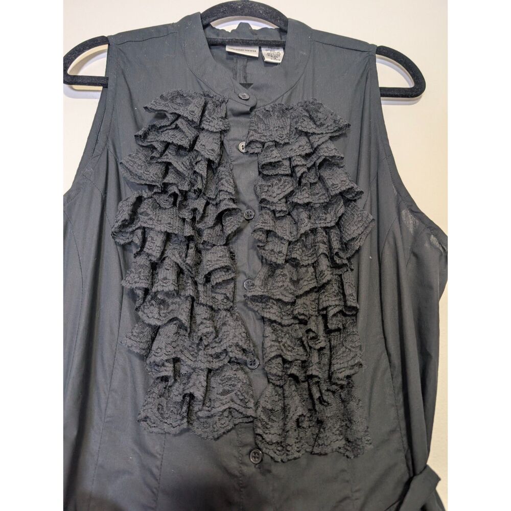 Newport News Black Ruffle Lace Maxi Dress 100% Cotton Cottagecore Romantic 12 - Picture 6 of 7